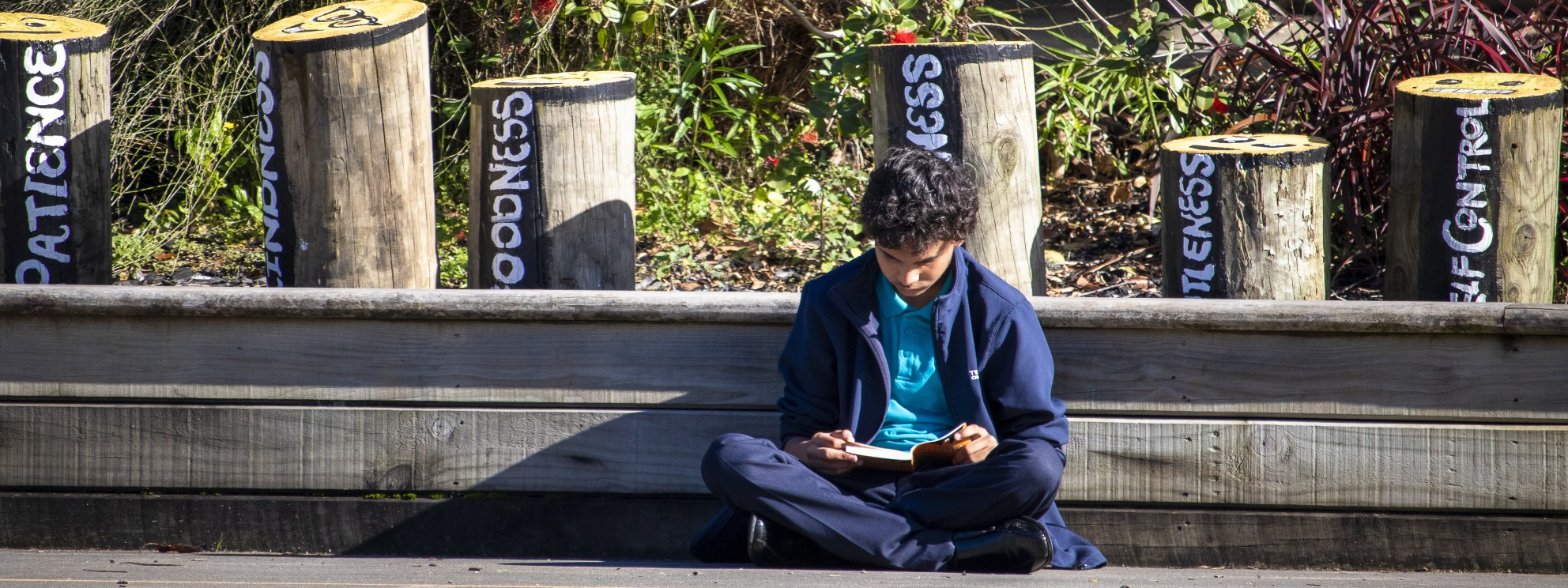 Studying on the court