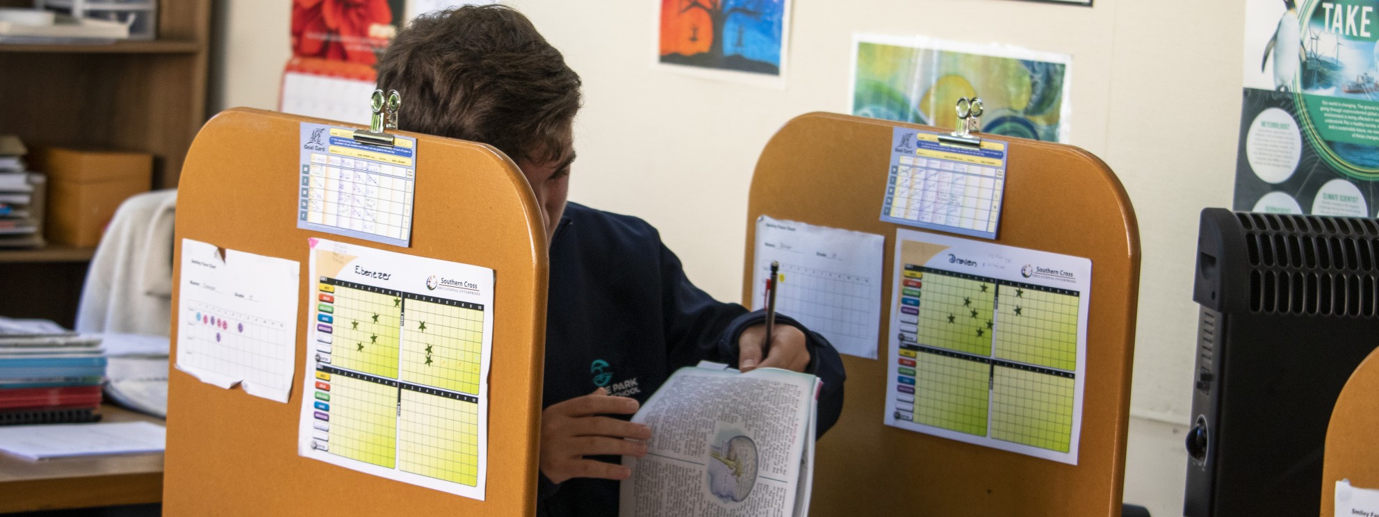 Student working at desk